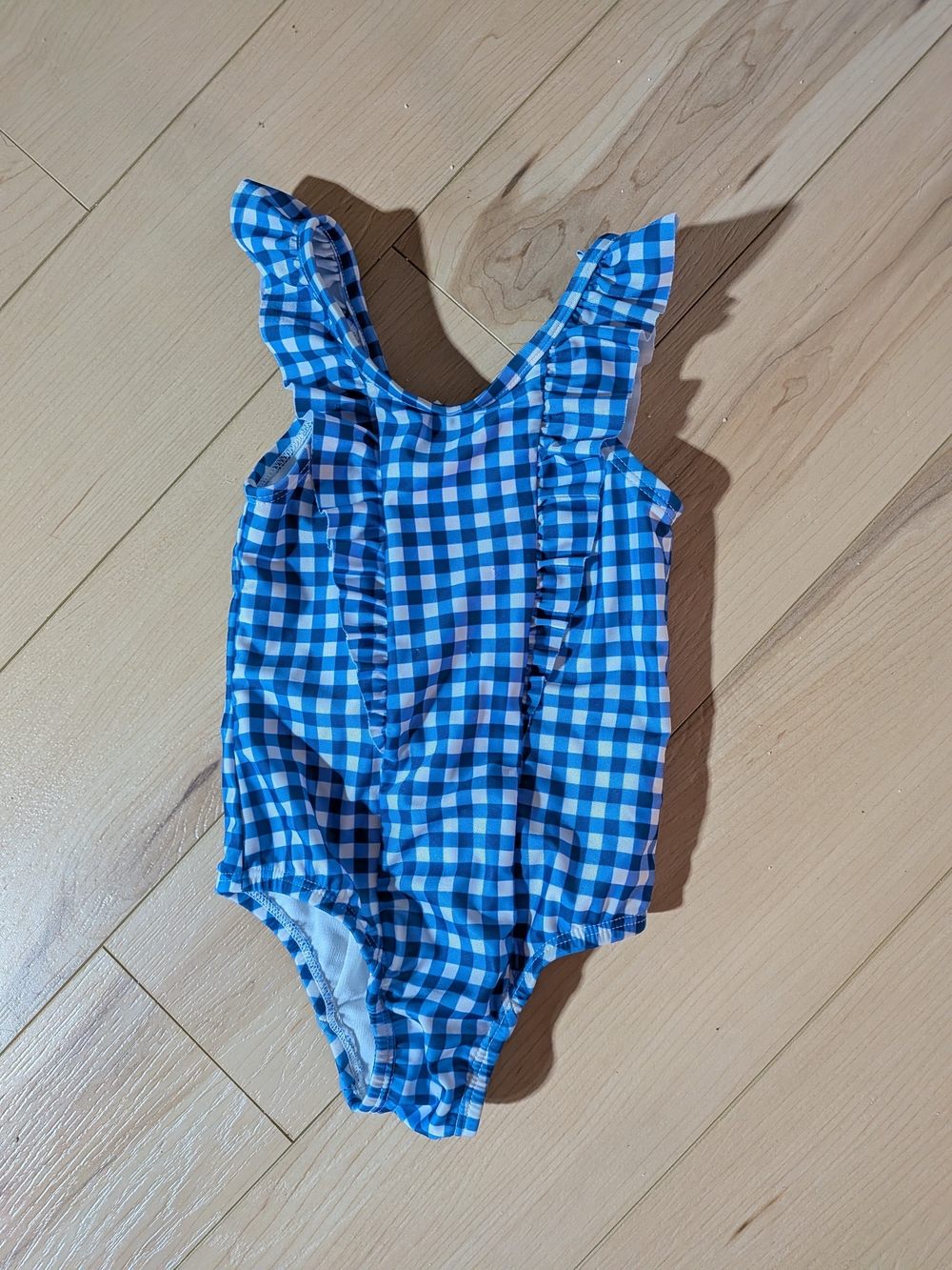 Baby GAP Blue and White Gingham Ruffle One-Piece